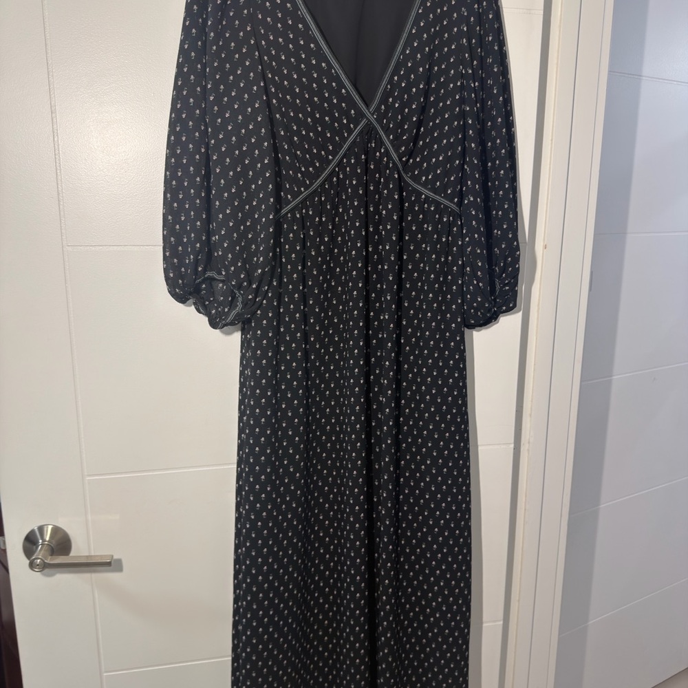 Max Studio Black Maxi Dress with Subtle Floral Print